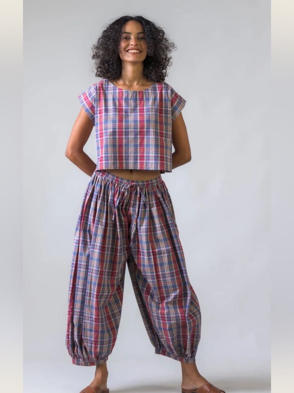 100% Cotton Matching Set Balloon Pants & Crop Shirt